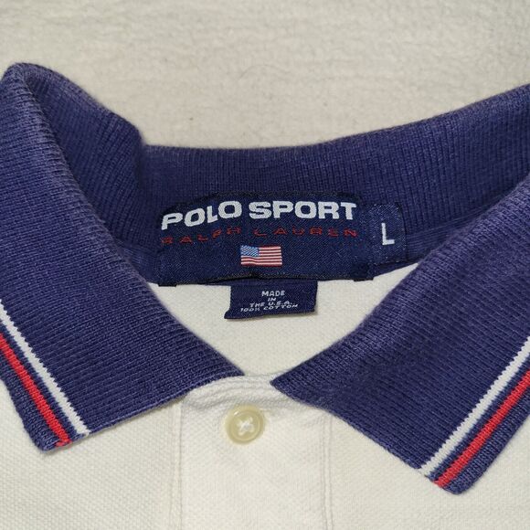 Vintage Polo Sport Ralph Lauren Mens Size L White Retro Preppy Made In USA Y2k - Picture 11 of 16
